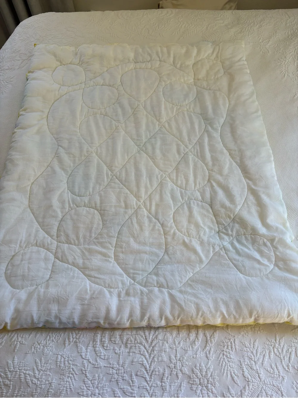 Vintage quilted crib baby blanket 1979 Yogi Bear, Flintstones by Kendall Co.